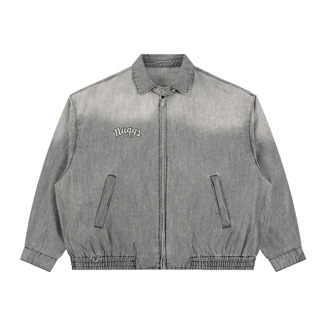 Vintage Wash Fade Full-Zip Denim Jacket