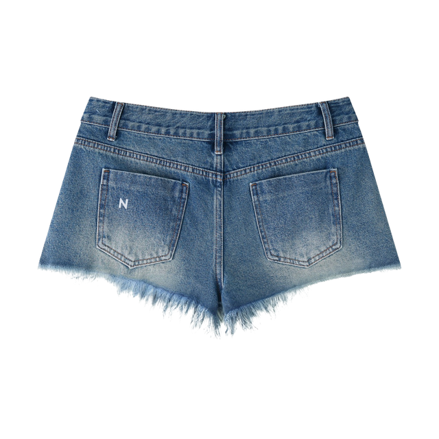 Women's Faded Raw Hem Denim Shorts