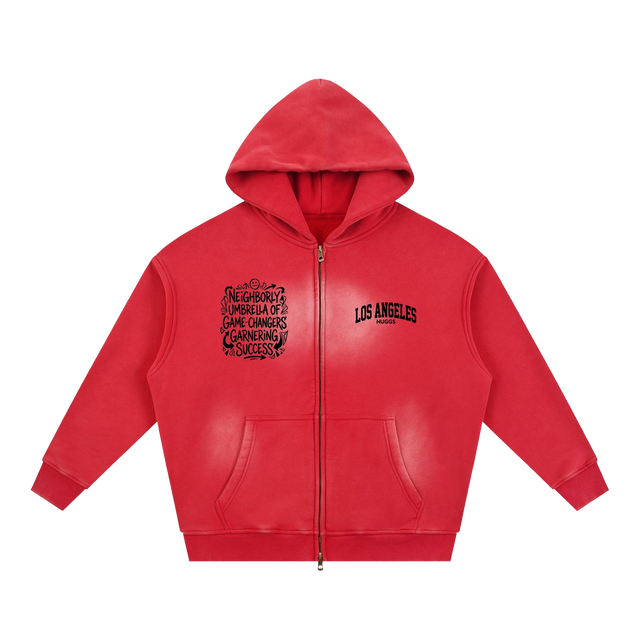 LA NUGGS Sunfade Crop Zipper Hoodie