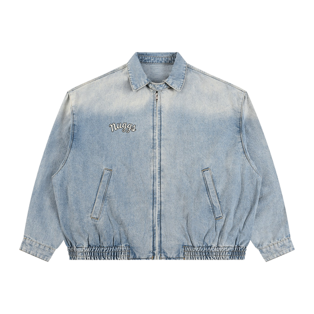 Vintage Wash Fade Full-Zip Denim Jacket