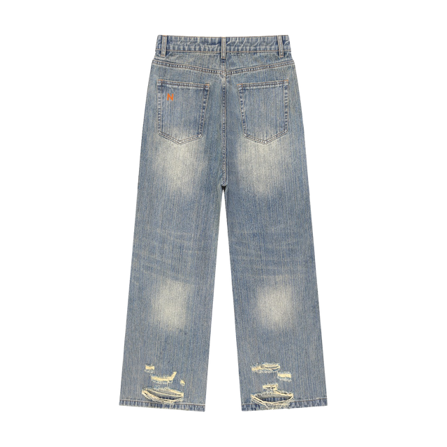 Faded Distressed Denim Jeans