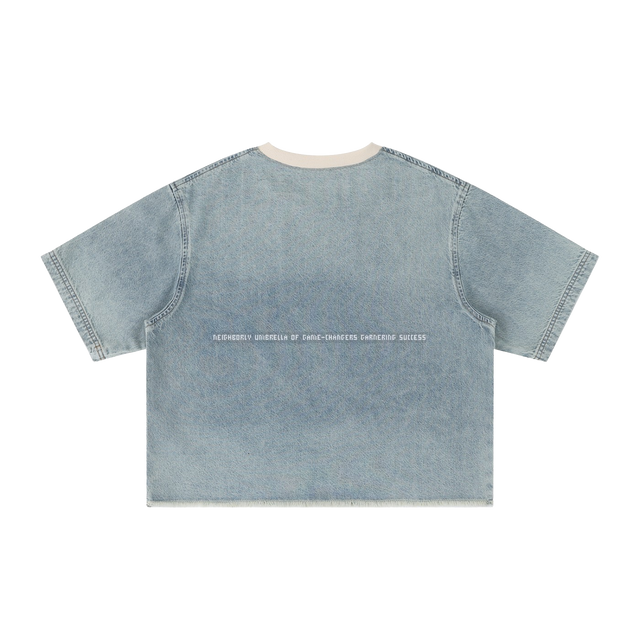 Vintage Raw Hem Denim Box Tee