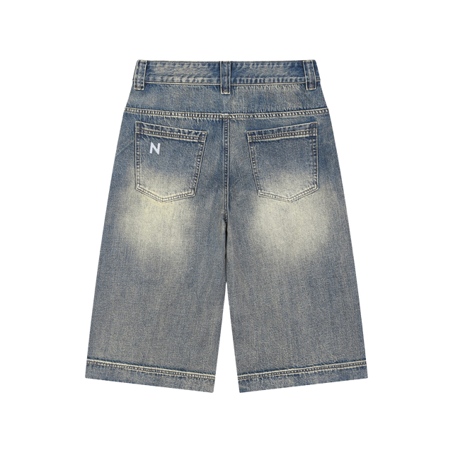 Vintage Faded Wide Denim Shorts
