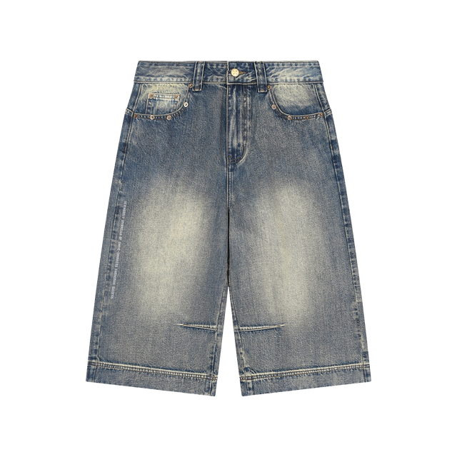Vintage Faded Wide Denim Shorts