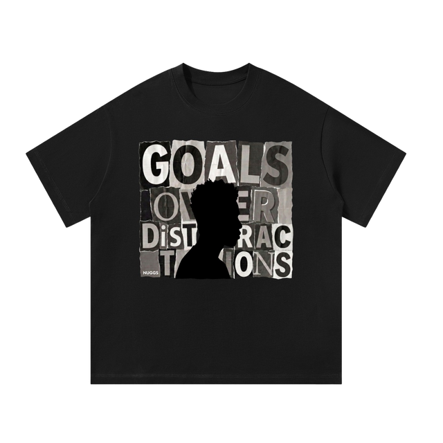 GOALS OVER DISTRACTIONS Oversized Tee