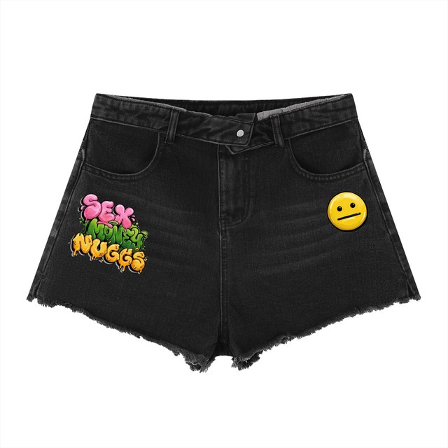 SEX MONEY NUGGS High-Rise Denim Shorts