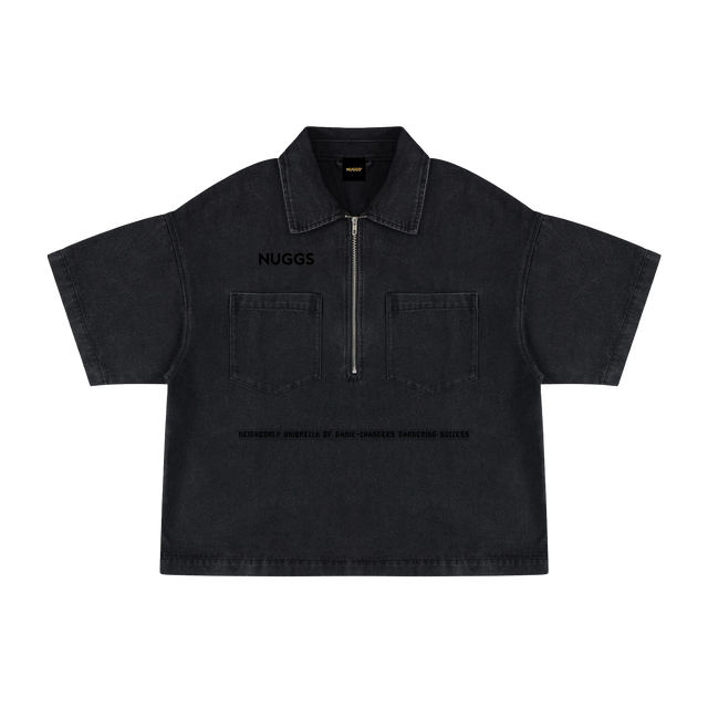 LOVE ONE Vintage Quarter-Zip Denim Shirt