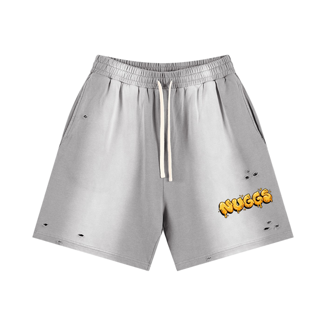NUGGS DRIP Distressed Shorts