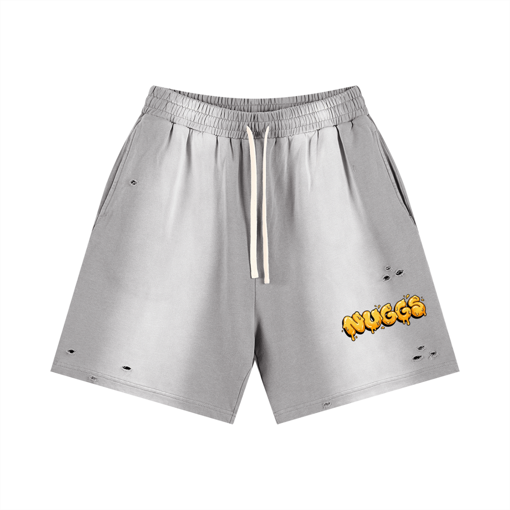 NUGGS DRIP Distressed Shorts