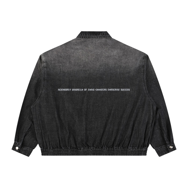 Vintage Wash Fade Full-Zip Denim Jacket