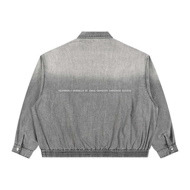 Vintage Wash Fade Full-Zip Denim Jacket