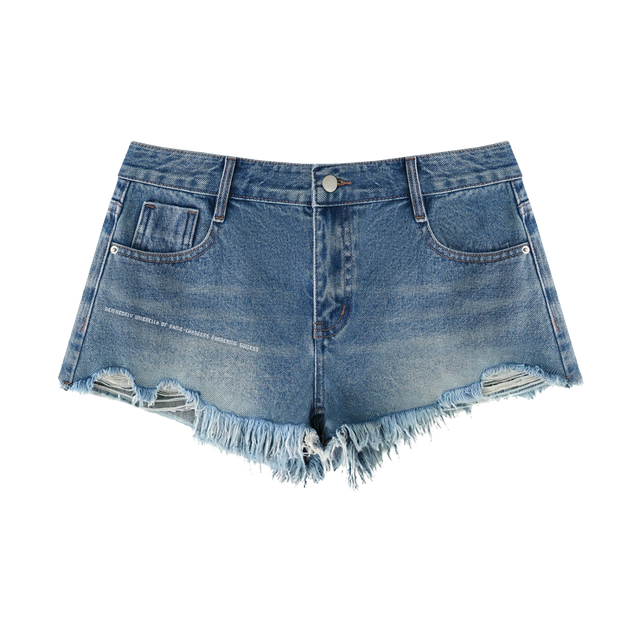Women's Faded Raw Hem Denim Shorts