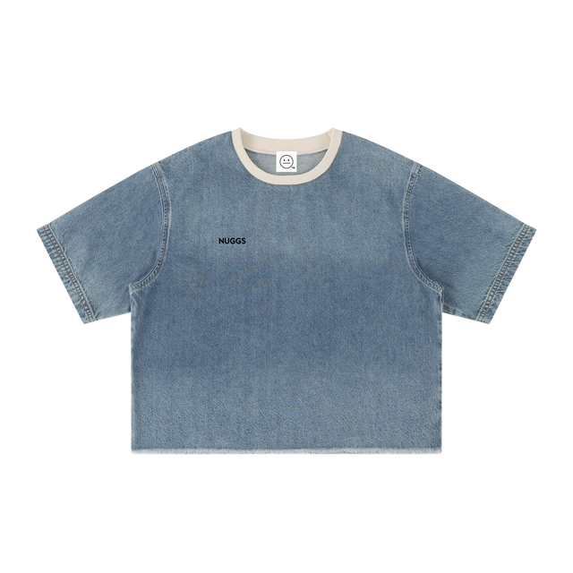 Vintage Raw Hem Denim Box Tee