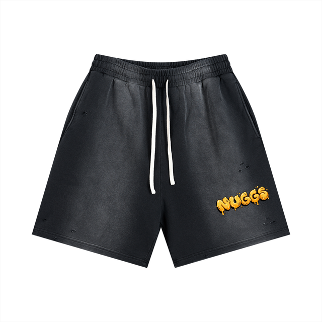 NUGGS DRIP Distressed Shorts