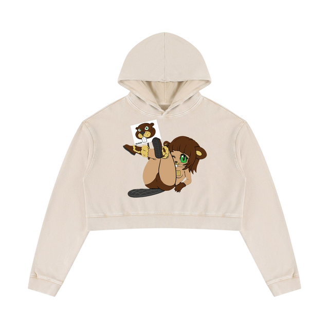 Woman's PRESTON HANNA BEAVER Mineral Washed Crop Hoodie