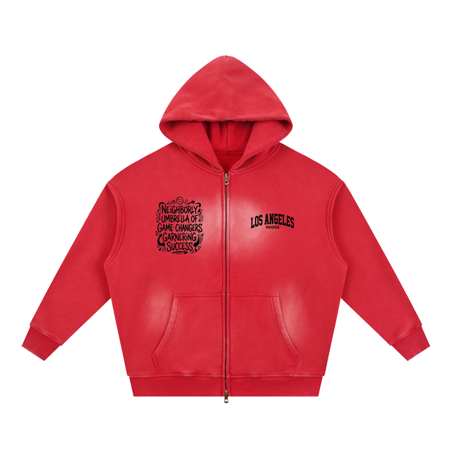 LA NUGGS Sunfade Crop Zipper Hoodie
