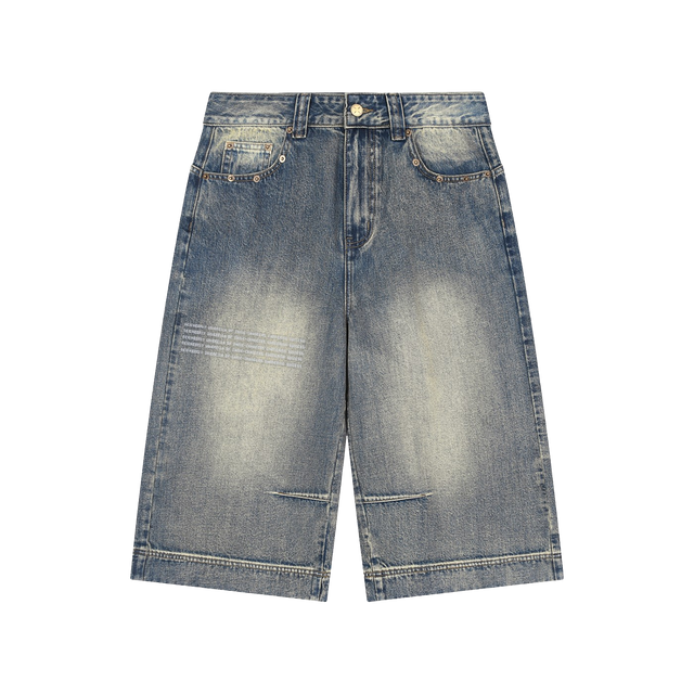 Vintage Faded Wide Denim Shorts
