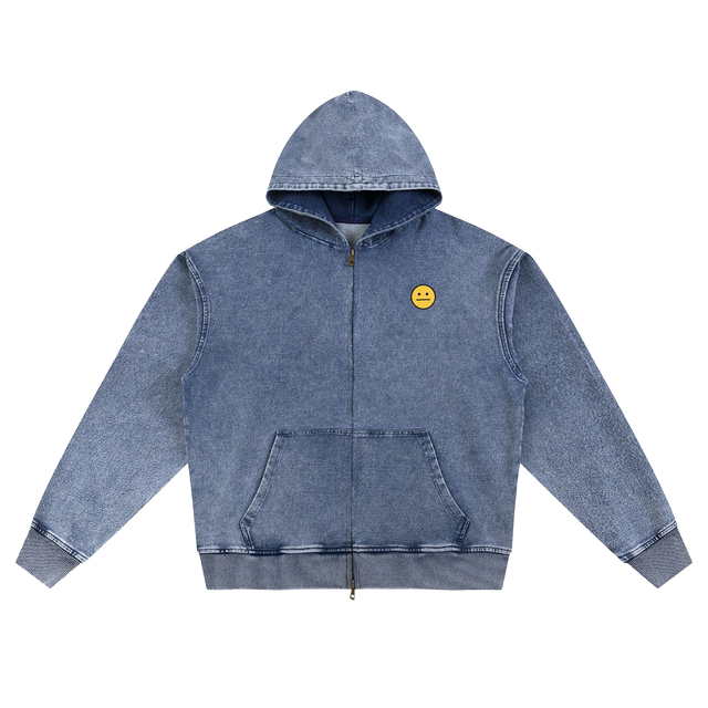 PRESTON HANNA BEAVER Snow Wash Zip-Up Hoodie