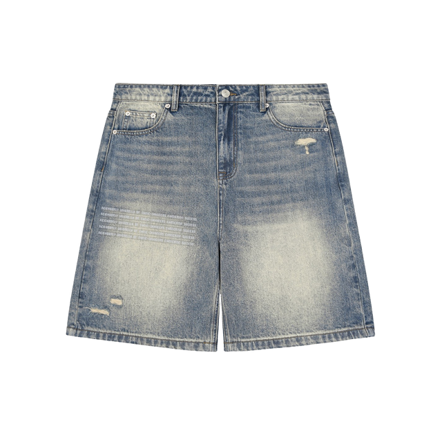 Faded Distressed Denim Shorts