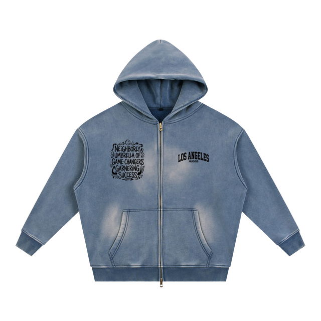 LA NUGGS Sunfade Crop Zipper Hoodie