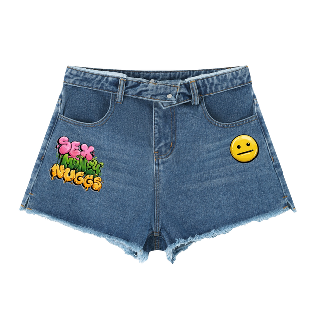 SEX MONEY NUGGS High-Rise Denim Shorts