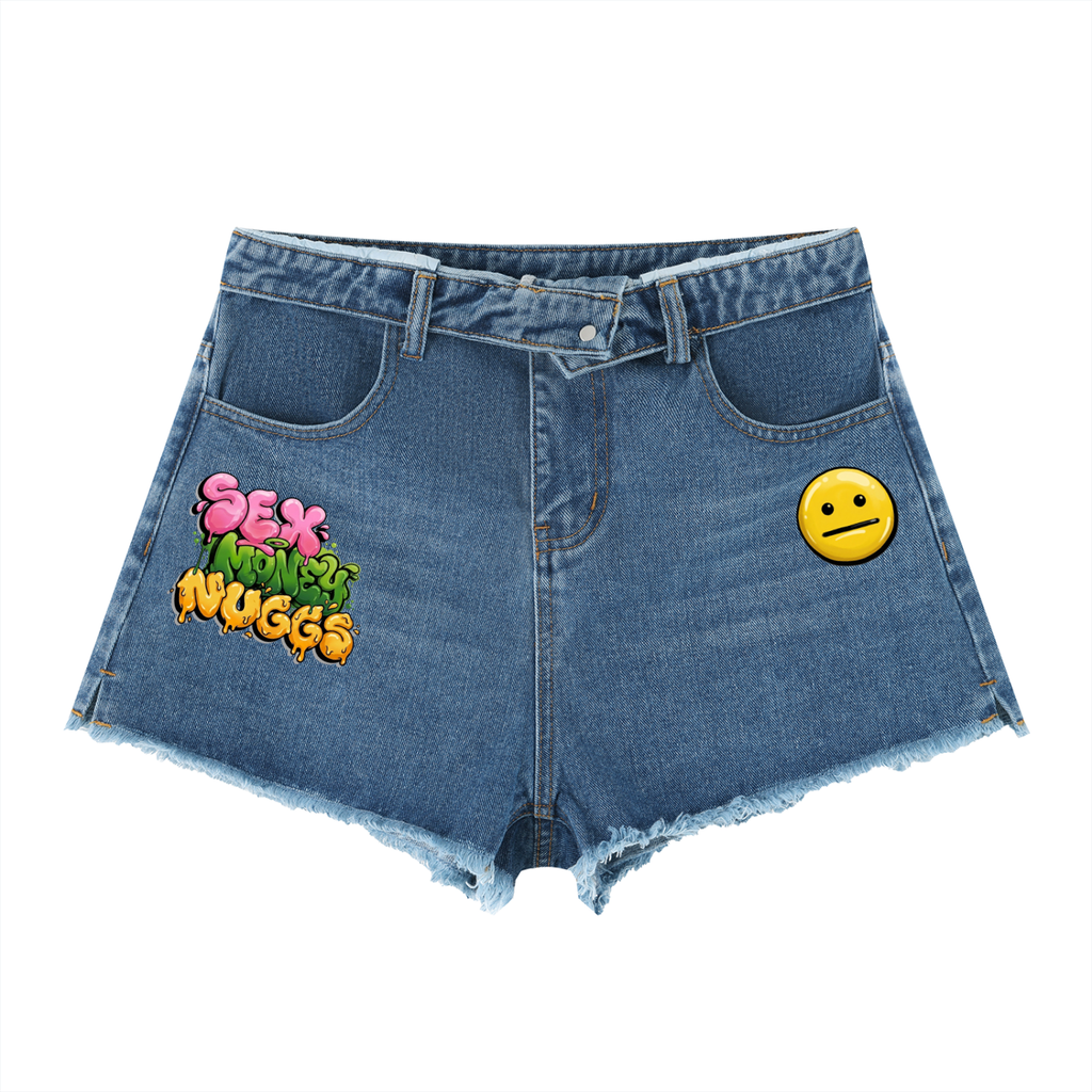 SEX MONEY NUGGS High-Rise Denim Shorts
