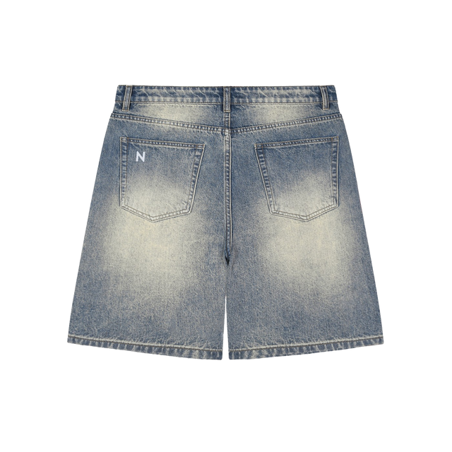 Faded Distressed Denim Shorts