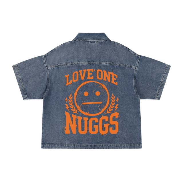 LOVE ONE Vintage Quarter-Zip Denim Shirt