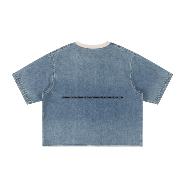 Vintage Raw Hem Denim Box Tee