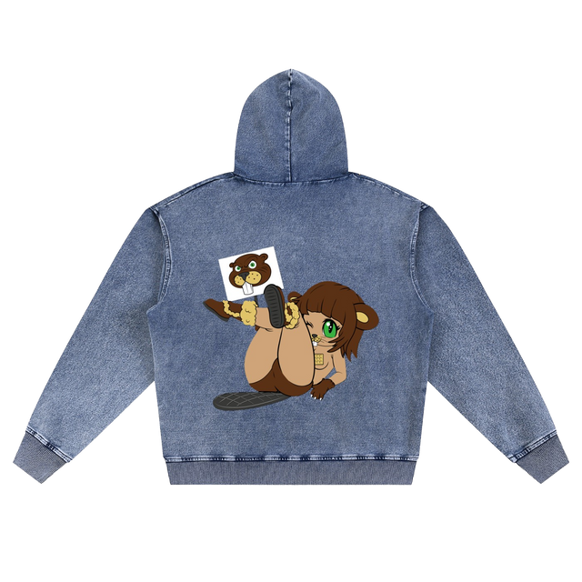 PRESTON HANNA BEAVER Snow Wash Zip-Up Hoodie