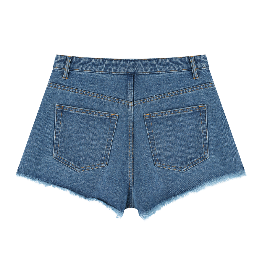 SEX MONEY NUGGS High-Rise Denim Shorts