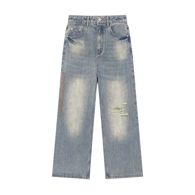 Faded Distressed Denim Jeans