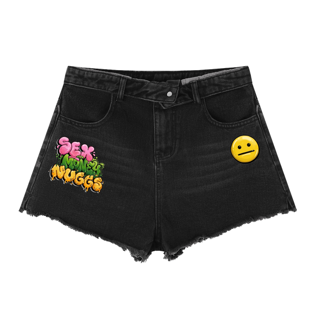 SEX MONEY NUGGS High-Rise Denim Shorts