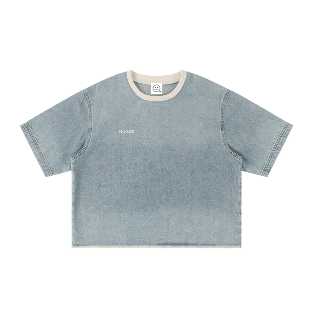 Vintage Raw Hem Denim Box Tee